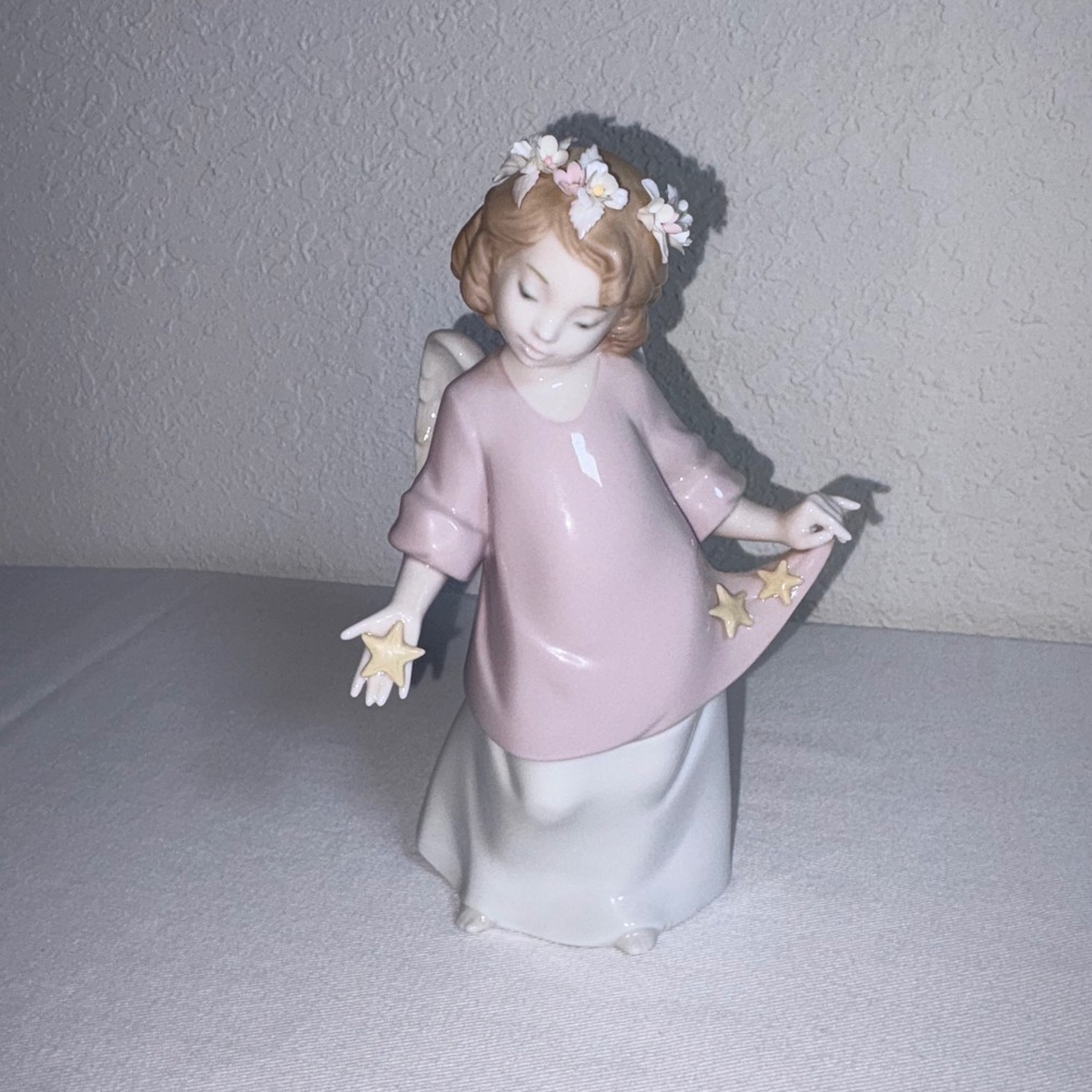 Lladro heavenly stars Celestial Angel‎ Figurine 6924 6in Pink Glossy Star Wings